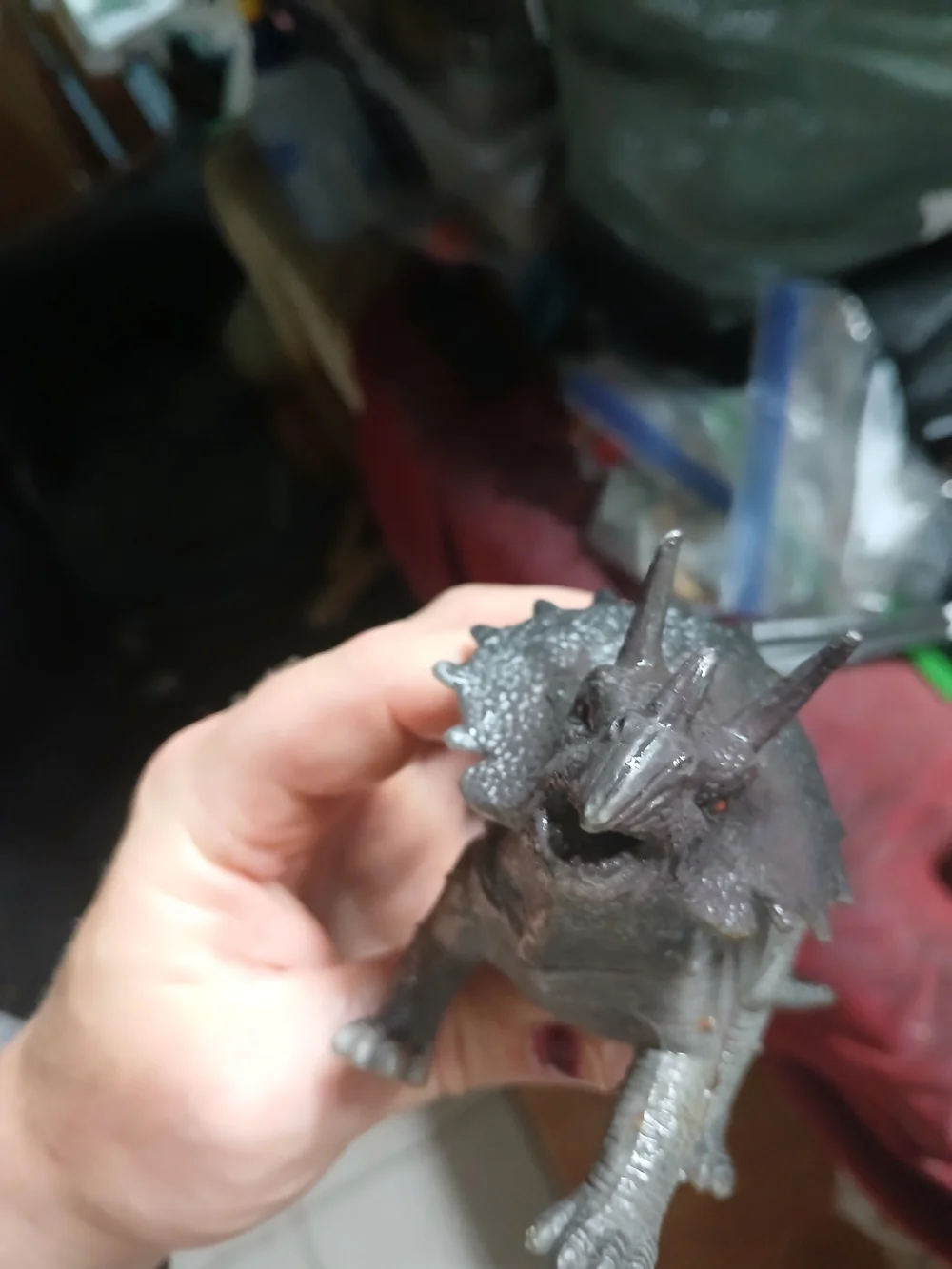 Gray Triceratops Action Figure Dinosaur Toy - Realistic Playset Piece